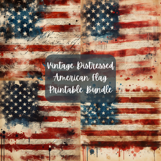 Vintage Distressed American Flag Printable Bundle
