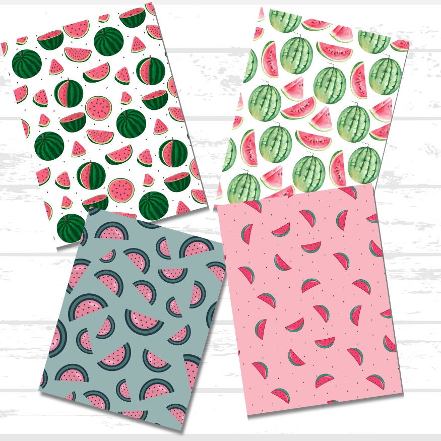 Digital Watermelon Scrapbook Paper Bundle | Summer Fruit