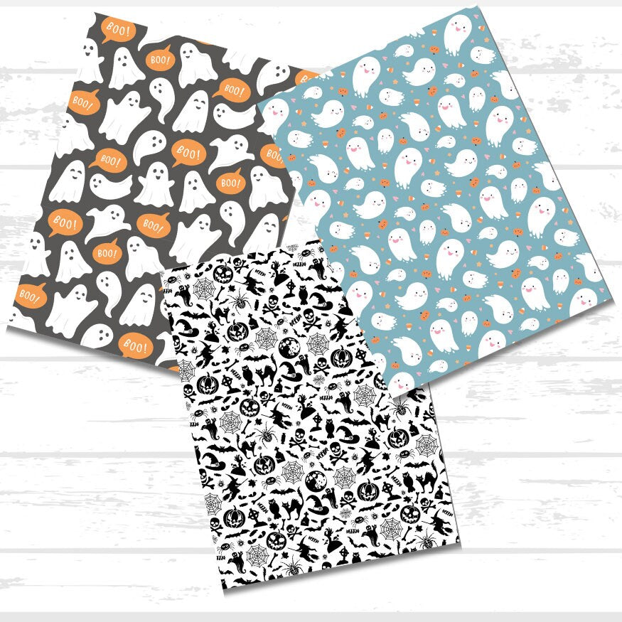 Digital Halloween Scrapbook Paper Bundle | Ghost Pumpkin Witch