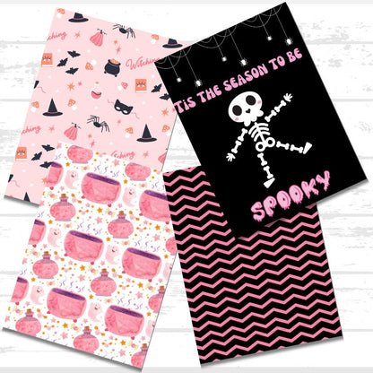Pink Halloween Scrapbook Paper Printable Bundle