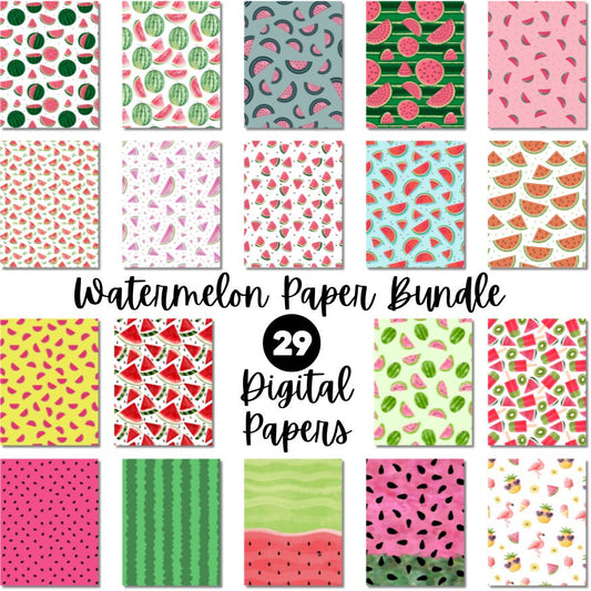 Digital Watermelon Scrapbook Paper Bundle | Summer Fruit