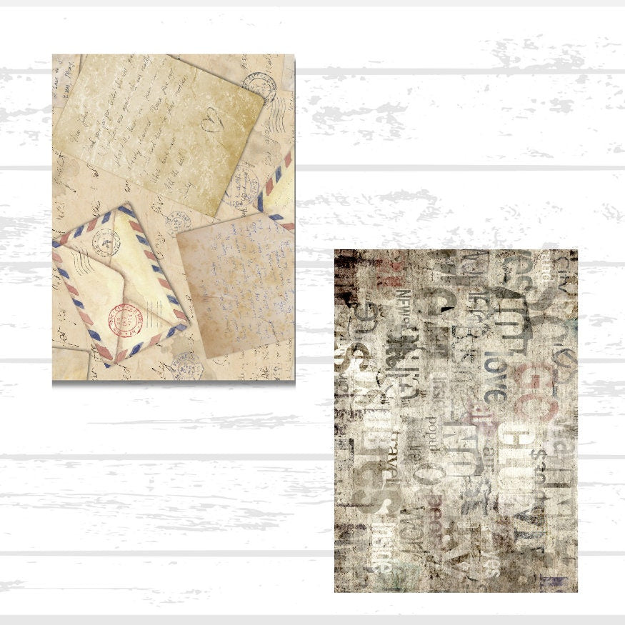 Digital Vintage Grunge Printable Scrapbook Paper Bundle