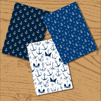 Nautical Printable & Scrapbook Paper Bundle | Coastal Beach Anchor