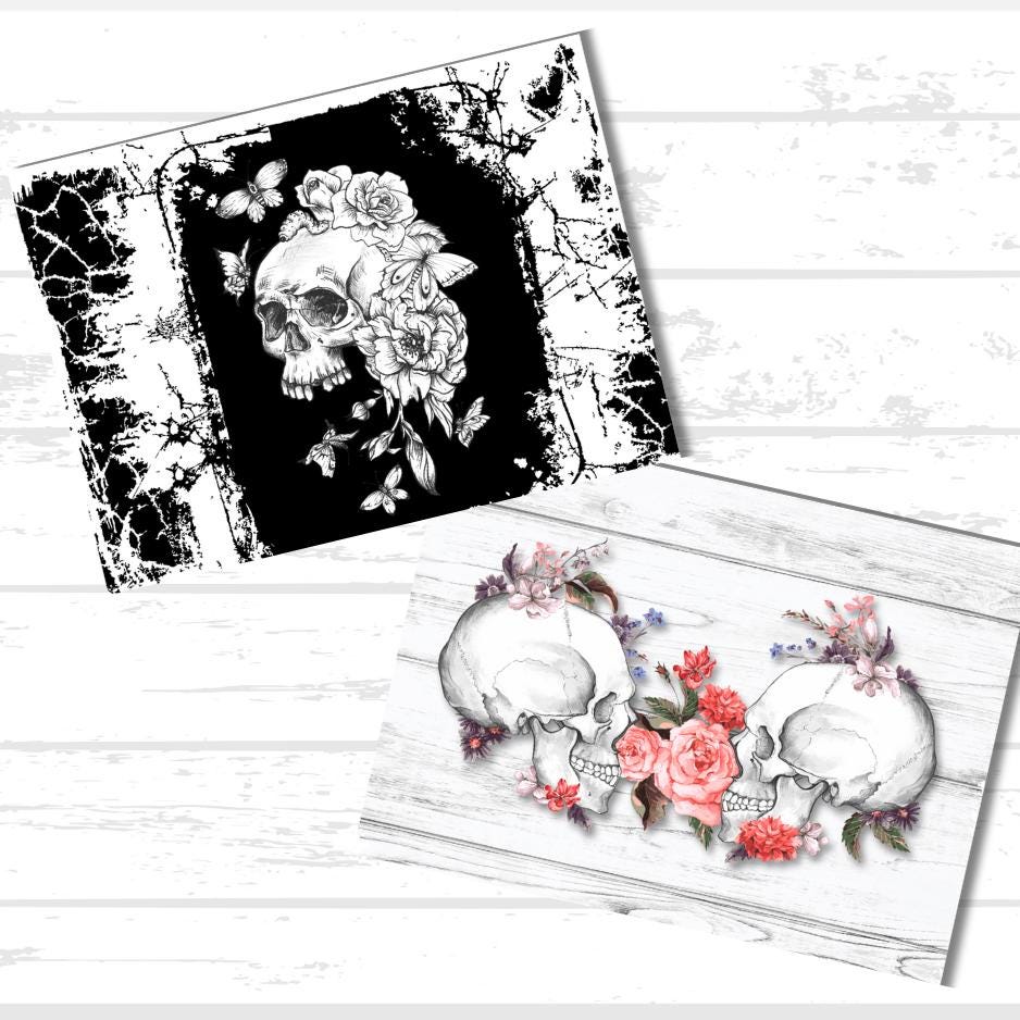 Floral Skull Scrapbook Paper Bundle | Pretty Halloween
