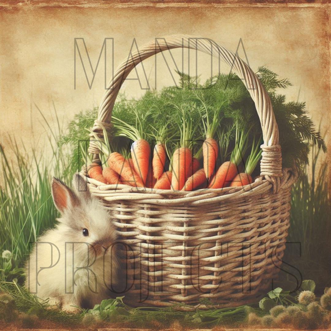 Vintage Carrot Basket Printable Bundle