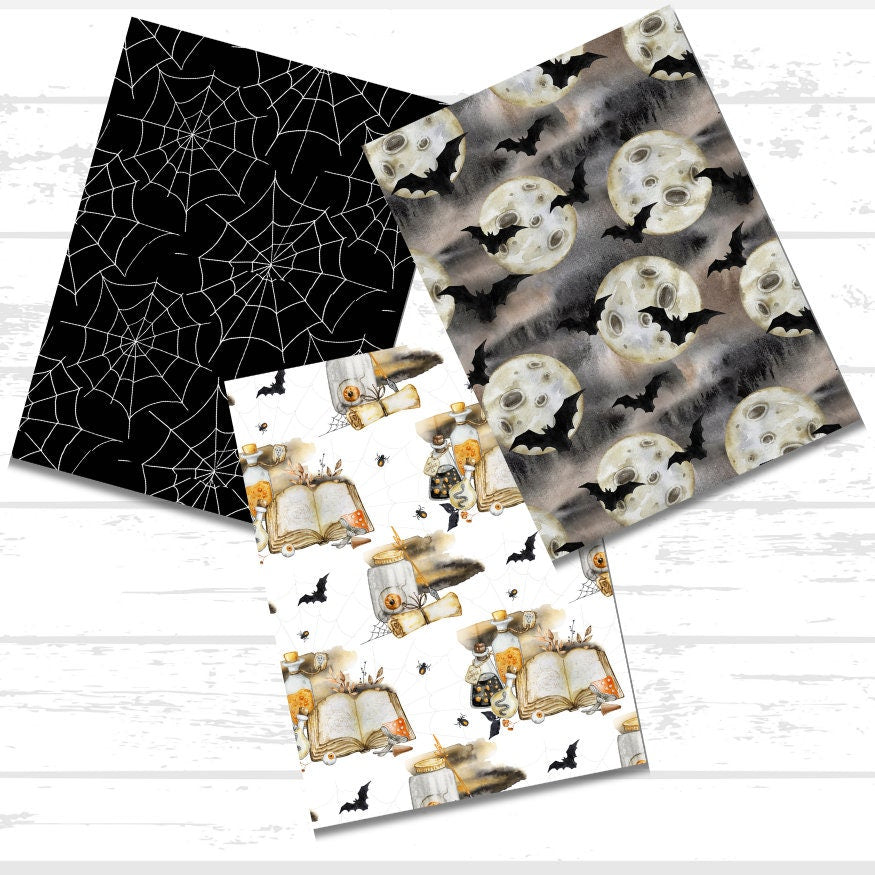 Digital Halloween Scrapbook Paper Bundle | Ghost Pumpkin Witch