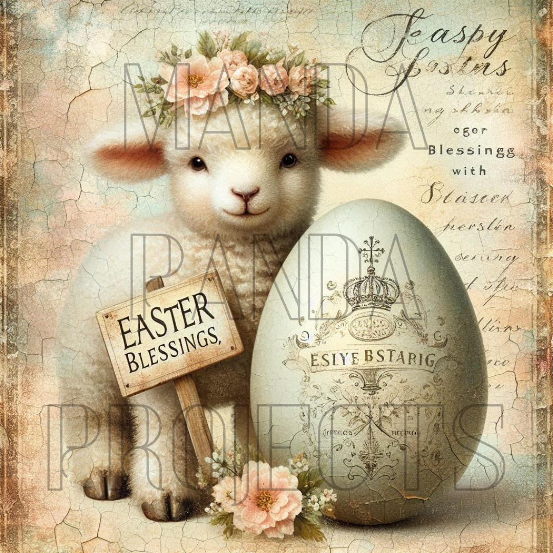 Easter Blessings Vintage Lamb Printable Bundle