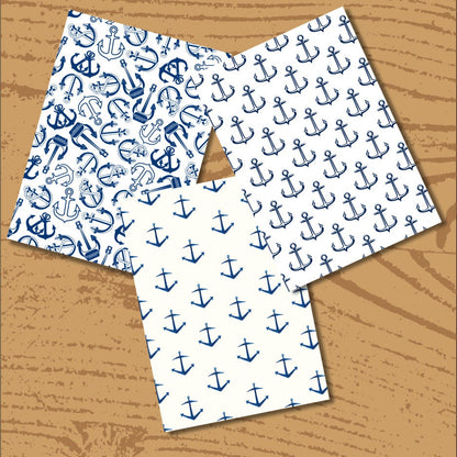 Nautical Printable & Scrapbook Paper Bundle | Coastal Beach Anchor