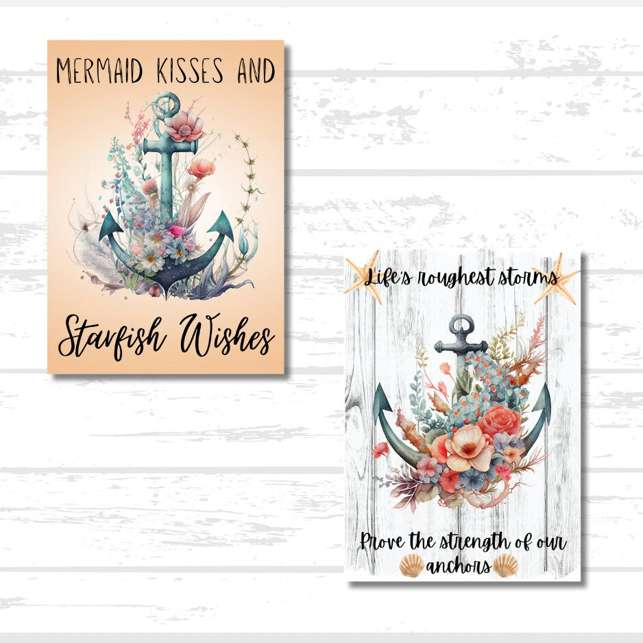 Nautical Printable & Scrapbook Paper Bundle | Coastal Beach Anchor