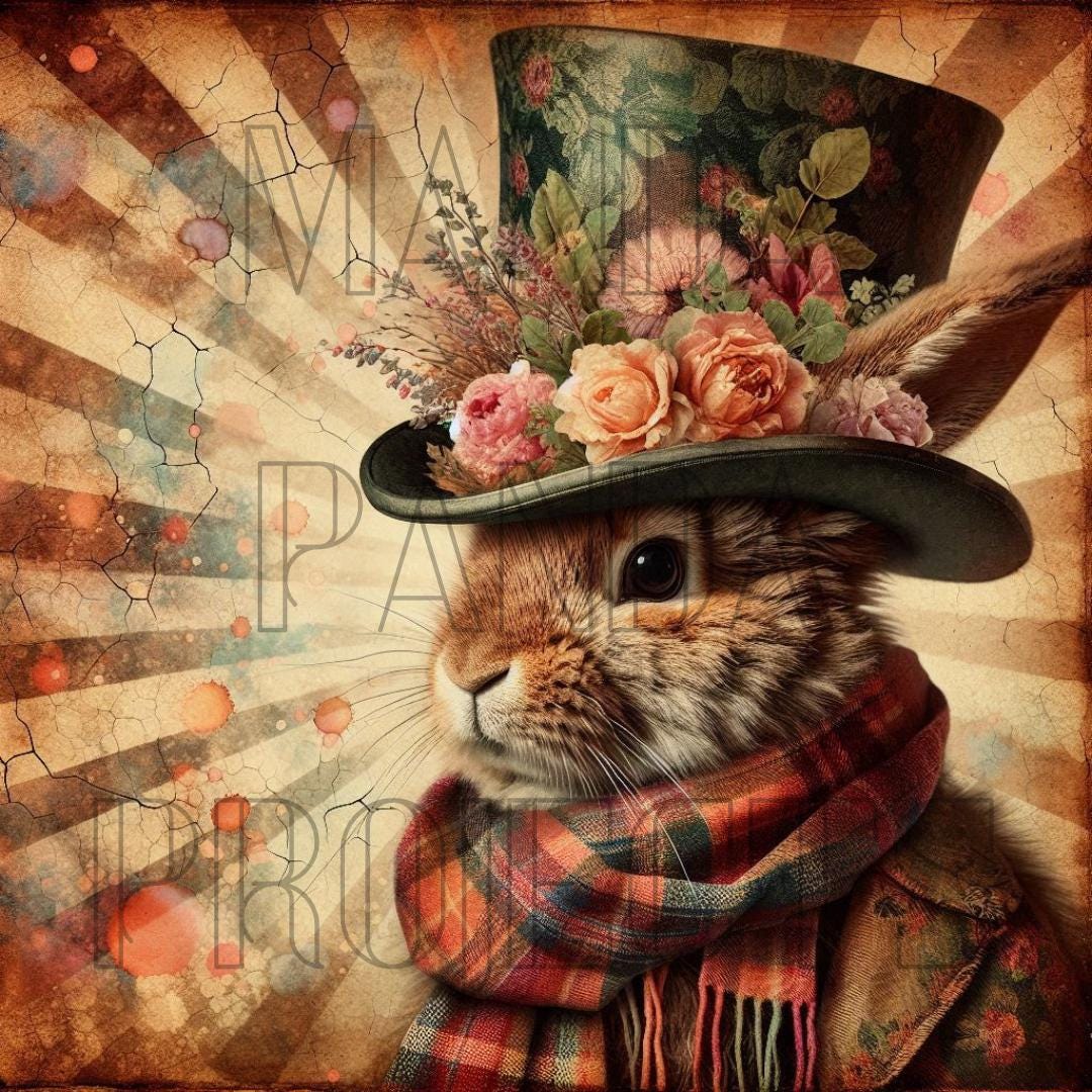Vintage Bunny Top Hat Printable Bundle | Easter