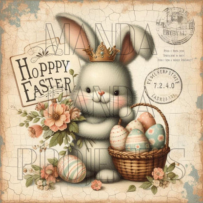 Vintage Hoppy Easter Bunny Printable Bundle