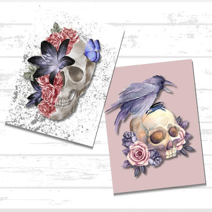 Floral Skull Scrapbook Paper Bundle | Pretty Halloween