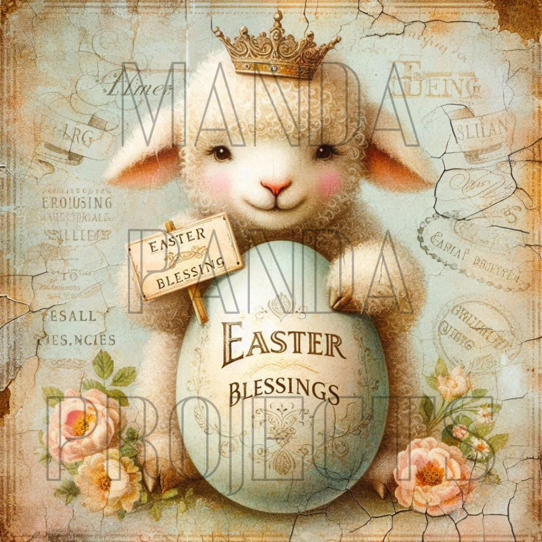 Easter Blessings Vintage Lamb Printable Bundle