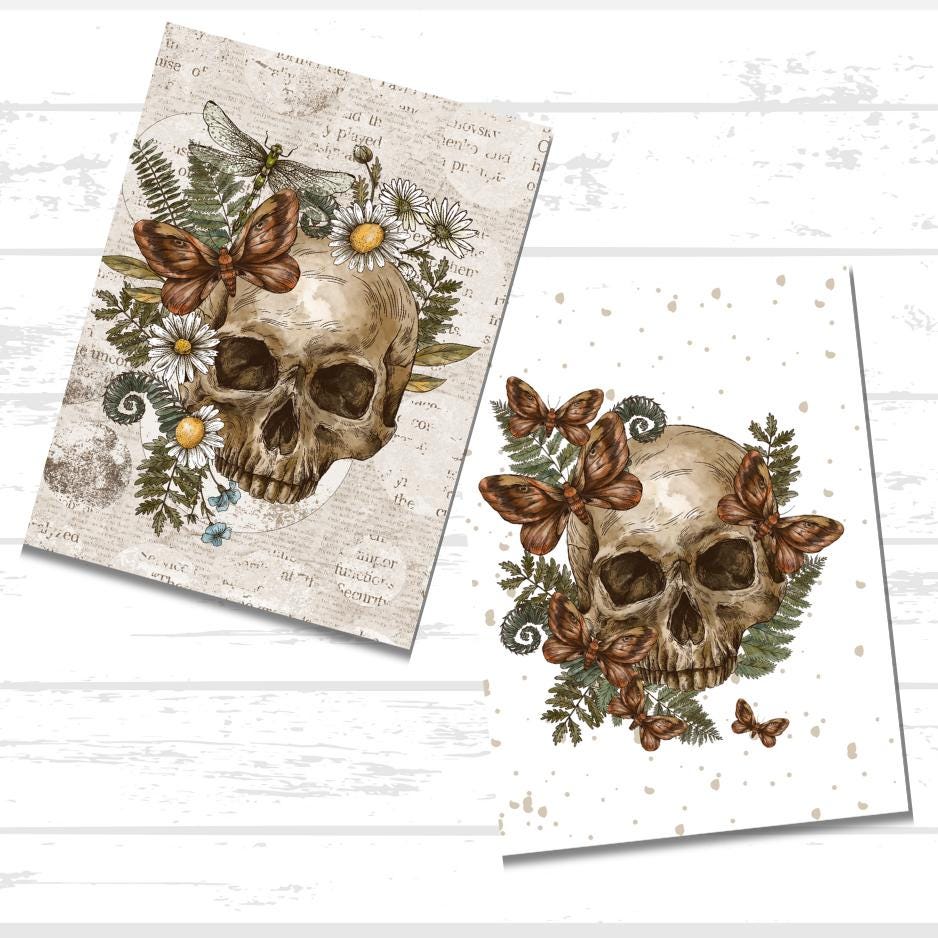 Floral Skull Scrapbook Paper Bundle | Pretty Halloween