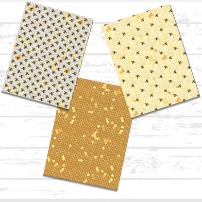 Bee Printable Scrapbook Paper Bundle | Honeycomb Beehive Honey Jar Bumblebee