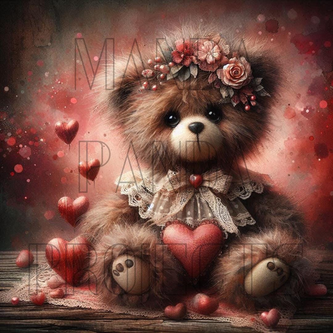 Valentines Day Vintage Teddy Bear Printable Bundle