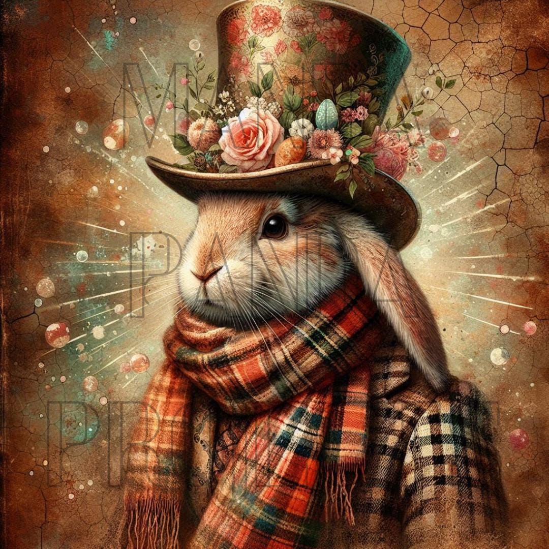 Vintage Bunny Top Hat Printable Bundle | Easter