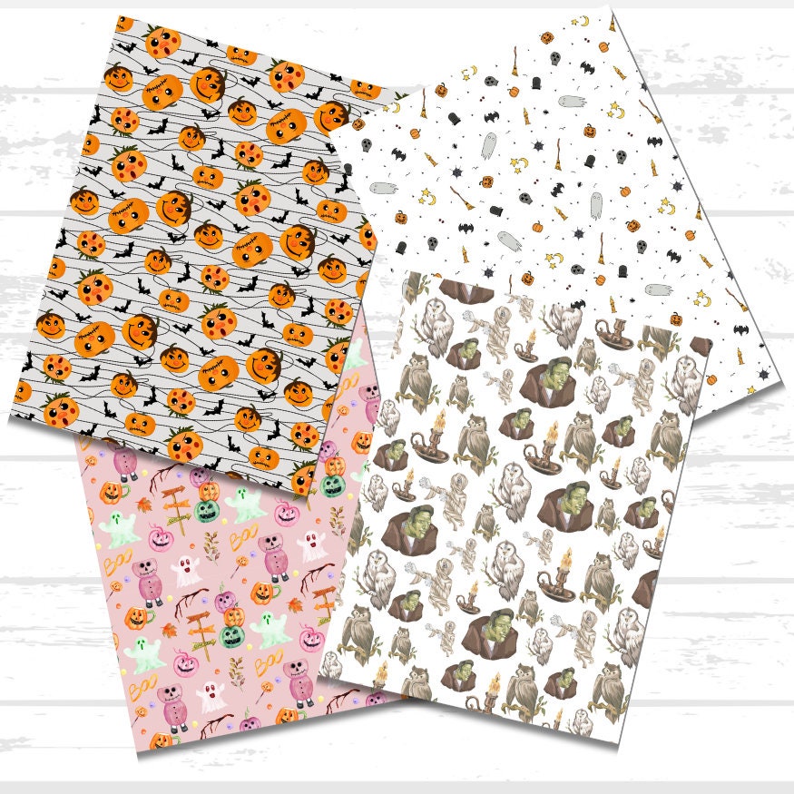 Digital Halloween Scrapbook Paper Bundle | Ghost Pumpkin Witch
