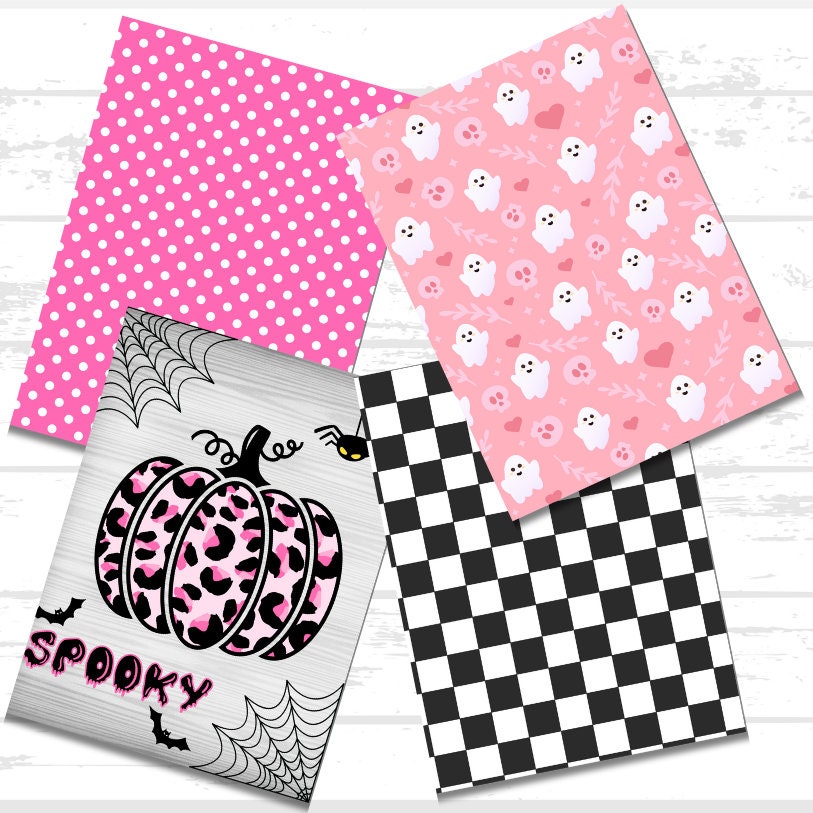 Pink Halloween Scrapbook Paper Printable Bundle