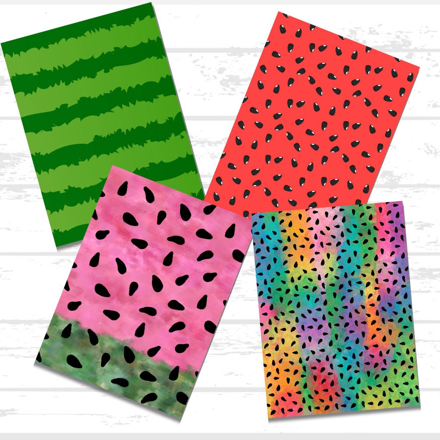 Digital Watermelon Scrapbook Paper Bundle | Summer Fruit