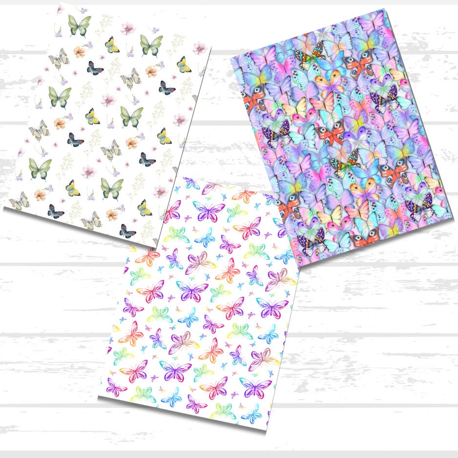 Butterfly Printable Scrapbook Paper Bundle | Spring Flowers