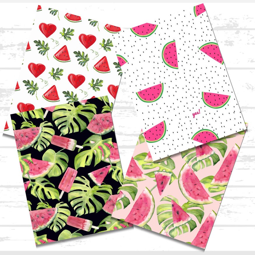 Digital Watermelon Scrapbook Paper Bundle | Summer Fruit